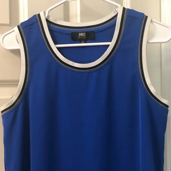 ABS sporty jersey style blue sleeveless dress Sz S - Picture 2 of 6